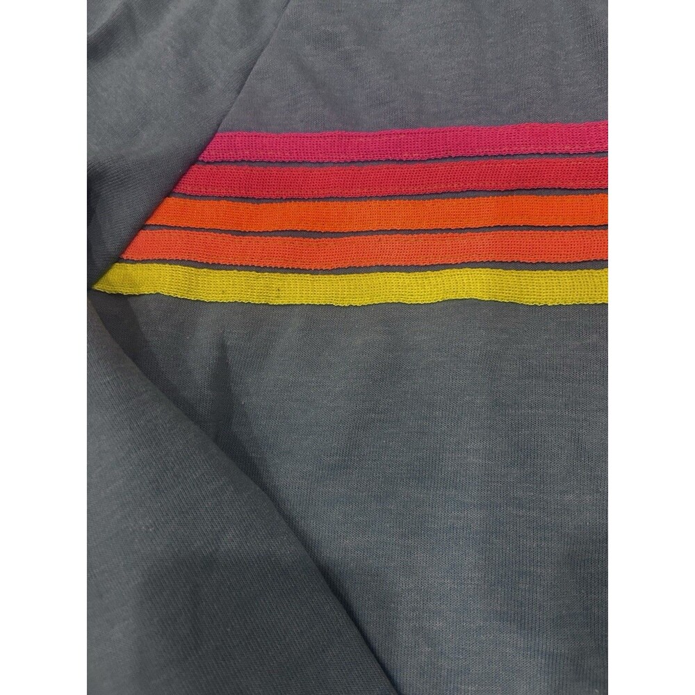 Aviator Nation Small Blue Crewneck Sweatshirt with Neon Stripes - Picture 5 of 7